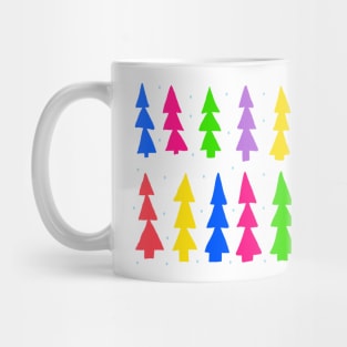 Mid Century Rainbow Christmas Trees Mug